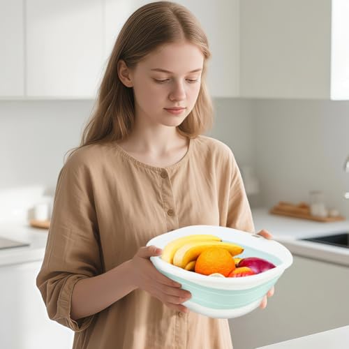 flintronic 3.5L Collapsible Washing Up Bowl, Folding Hand Wash Basin, Portable Silicone Laundry Tub, Space Saving Multipurpose Outdoor Travel Basin for Kitchen Travel Camping Hiking Motorhome,Blue - Image 7