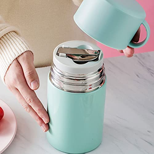 Lebensmittelbehälter, Wärmeflaschen, Lunchbox for Erwachsene, hält Essen warm, Lunchbehälter, Edelstahl, Thermobehälter for Lebensmittel, Vakuum, mit Löffel, for Erwachsene, Schule, Büro, Outdoor(Blac