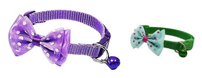 YellowCult Fancy & Comfortable Combo Pet Collars for Cats, Puppies, Small Dogs, Fat Rabbits - [with Bow & Buckle Safety Lock] - [Purple & Green] (B0B7P99YQB) Amazon Price History, Amazon Price Tracker
