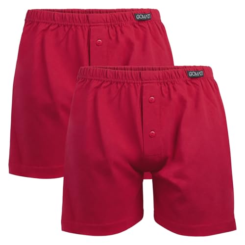 Gomati Herren Jersey Boxershorts (2 Stück) Stretch Unterhose aus Baumwolle - Deepred XL/7