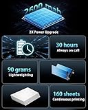 TATTMUSE Portable Thermal Printer A4 Inkless Wireless Bluetooth Compatible with iOS & Android, Small Travel Mobile Receipt Printer with 4 Rolls of Thermal Paper & 1 Carry Bag - Black - Image 5