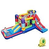 COSTWAY Castillo Hinchable con Tobogán, Castillo Hinchable Grande, 480 x 325 x 210 cm, 50 Pelotas, Castillo Hinchable para Niños 3-10 años, Castillo Hinchable Infantil Solplador Interior Exterior