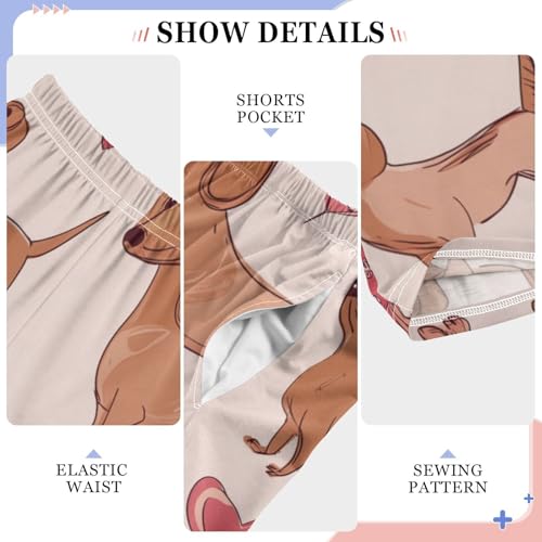 Dachshund Love Boys Long Pants Soft Trousers Elastic Waist Kids Lounge Bottoms with Pockets S-XL4