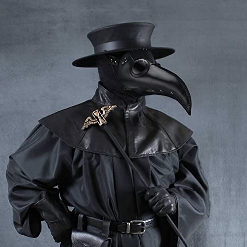 JOKBEN Masque de médecin de la peste d'Halloween, masque de médecin de la peste pour Halloween, cosplay, masque steampunk à long nez pour fournitures de fête d'Halloween, noir, taille M (220507-MJ) Cover