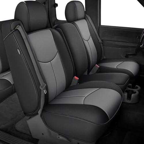 AOMSAZTO Car Seat Cover for Chevy Silverado/GMC Sierra 1500 (1999-2006) - Full Set Black+Gray Seat Covers