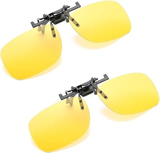 نظارة شمسية مستقطبة بمشبك مضادة للتوهج للقيادة للنظارات الطبية من قطعتين أصفر الرجال