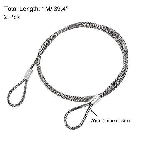 Image of uxcell Picture Hanging Wire Kit, 2pcs 1M Double Ring Hanging Wire for Home Picture Art Gallery Picture Display Kit, Load 120 Lbs