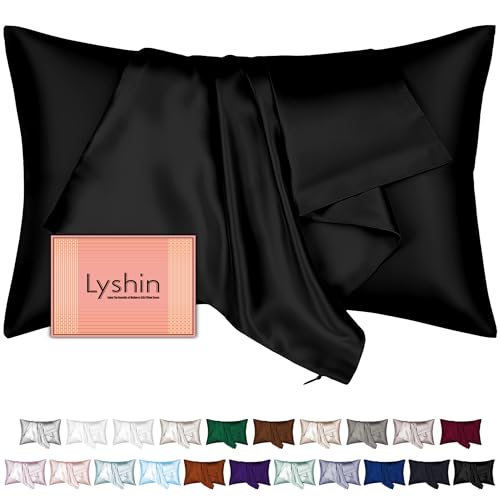 Mulberry Silk Pillow Cases King Size with Hidden Zipper, Ultra Smooth and Soft Breathable Cooling Silk Satin Pillowcase for Hair and Skin, Gifts for Women Men (Black, 20x36 Inches, 1 Pack)