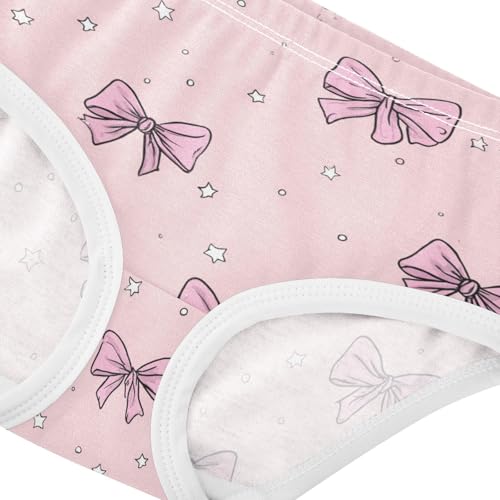 Wusikd Cute Pink Bow Stars Girls' Underwear Cotton Girls Briefs Soft Toddler Underwear 2T4