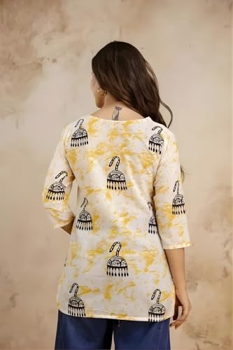 Image of Women's Short Kurti in TopsTunic Rayon Cotton Blend | Ladies Ethnic Tunic