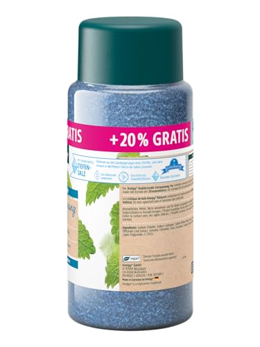 Kneipp Badekristalle Entspannung Pur -Sondergröße- mit naturreinem Tiefensalz der Saline Luisenhall und ätherischem Öl der indischen Melisse und Extrakt der Zitronenmelisse, limitierte Edition, 720g