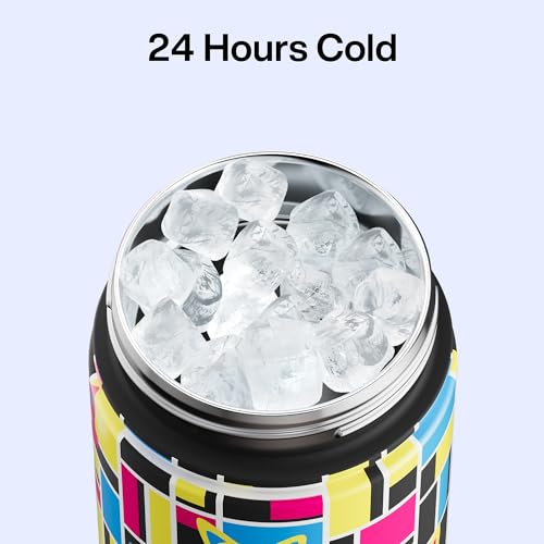 Image of ENCOOL Insulated Water Bottle with Straw Stainless Steel Water Bottle, Leak-Proof, BPA-Free, Double Wall Vacuum Keeps Cold for 24 Hours for Sports, Travel, School (26 oz, Mosaic Cats)