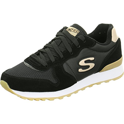 Skechers OG 85 Goldn Gurl, Zapatillas para Mujer, Black Suede Nylon Mesh Rose Gold Trim, 39 EU