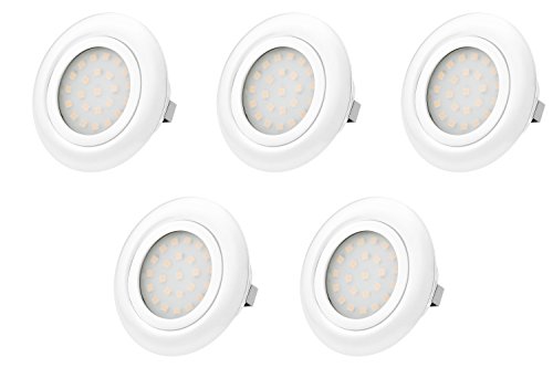 Preisvergleich Produktbild TEVEA® Ultra Flach LED Einbauleuchten - Möbelleuchte - Einbaustrahler (Warmweiss-Weiss-5er)