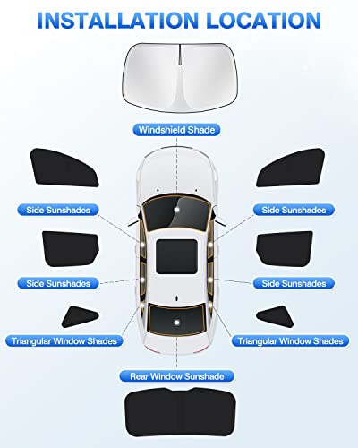 Image of Canvcle Sunshades for 2020-2025 2026 Ford Escape Windshield Sun Shade Side Rear Window Shade Cover Kit Sun Visor Shield Privacy Protection Keep Vehicle Cool Black 8PCS