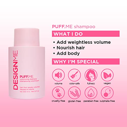 Designme Puff.me Volumizing Shampoo | Shampoo Hair Volumizer With Sunflower Seed Oil Adds Body & Bounce | Color-Safe Volumizing Shampoo For Fine Hair | Paraben & Sulfate Free Shampoo, (10 Fl Oz) #TOP2
