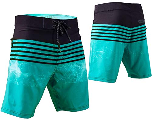 Aztron Wave Herren Short Hose Boardshort Wakeboard Swimshort, Schwarz /Grün, Gr.- L (34)