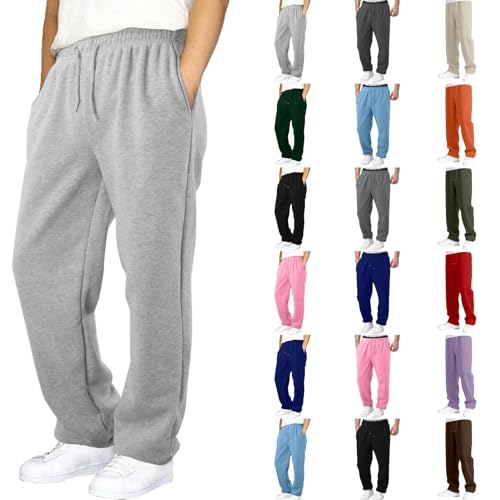 Boys Wide Leg Baggy Sweatpants Drawstring Elastic Waist Workout Athletic Open Bottom Solid Color Joggers Sweat Pants