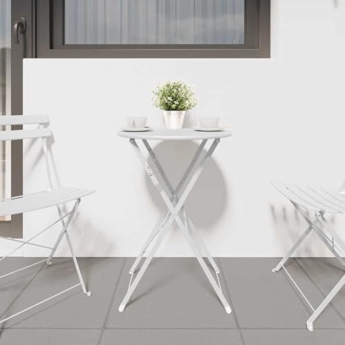 Table de bistrot pliante blanche facile à installer pour balcon et terrasse - 4