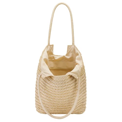 Image of RNIEGA Straw Beach Bag for Women Small Woven Crossbody Bag Summer Mesh Hollow Beachy Purse Shoulder Bag for Vacation