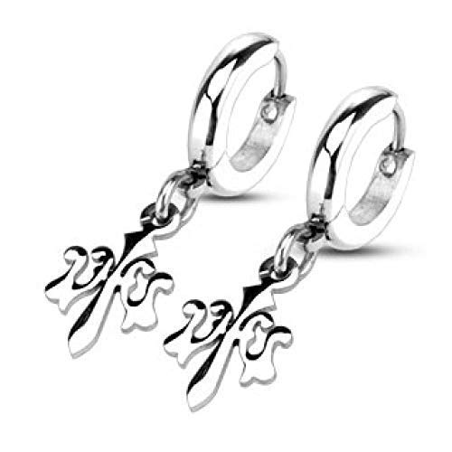 Paire boucles d'oreilles anneau clips homme femme acier fleur de lys Cover