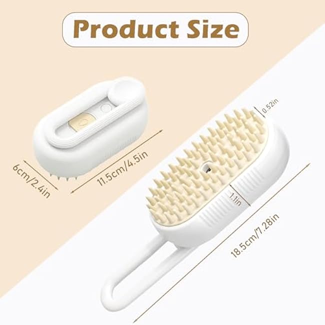 Cat Steam Brush for Shedding, 4-in-1 Pet Steam Brush with Anti-Static Spray, Massage, Cleaning, Shedding & Combing, Rechargeable Spritz Defur Comb for Cats and Dogs, Long or Short Hair-tcIGgm0K