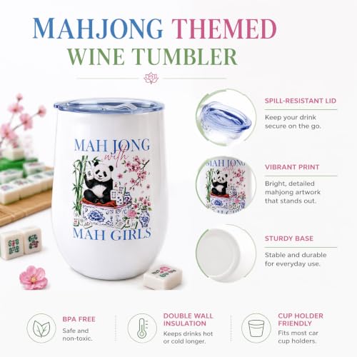 Image of AFRITEE 4 Pcs Mahjong Tumbler 12oz Stainless Steel Cup Mah Jong Lovers Gift
