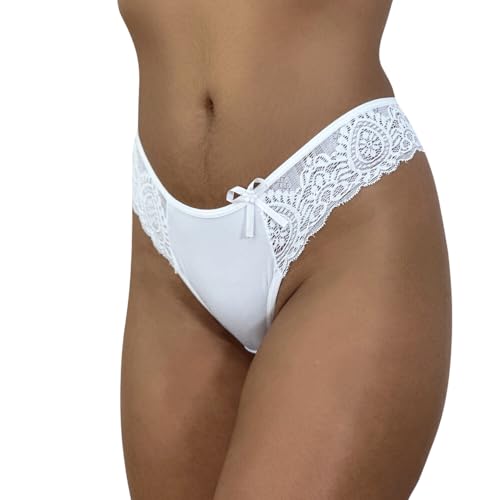 Kit com 5 Tangas de Microfibra Fio Duplo com Renda (BR, Alfa, M, Regular, SORTIDA)