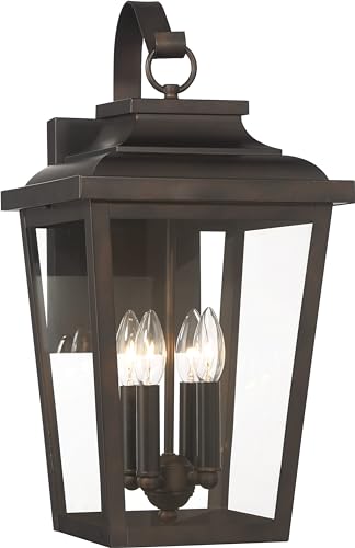 Image of THE GREAT OUTDOORS Irvington Manor 4 Light Wall Mount in Chelesa Bronze Finish with Clear Glass