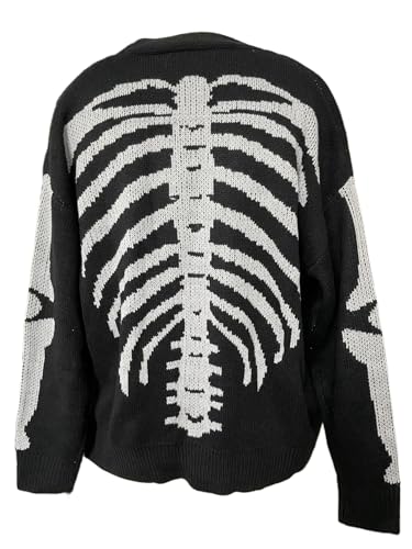 SHENHE Women's Star Print Button Down V Neck Goth Drop Shoulder Cardigan Sweater2