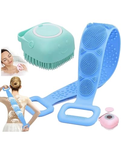 (2pcs Combo of 2-in-1) Silicone Body Massage Bath Brush with ...