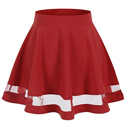 Wedtrend Mini Falda Básico Color Sólido con Elástica Casual Mujer Rojo S