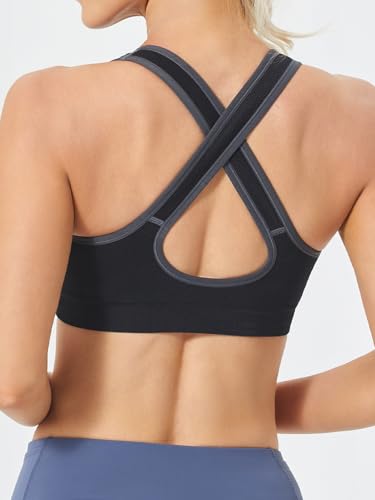 FITTIN Sports Bras Pack for Women - Padded Cross Back Support Seamless Strap Bra for Workout Fitness Gym Yoga Large Bust3