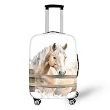 Uskorhein Horse Farm Countryside Travel Luggage Cover, Broken Holes Design Horse Watercolor Painting Suitcase Cover Washable Baggage Cover for Women Girls