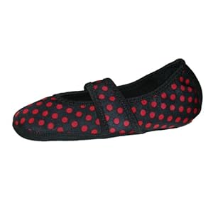 Nufoot Betsy Lou Indoor Womens Schoenen Slipper, zwart met rode Polka Dots, grote 2 Count