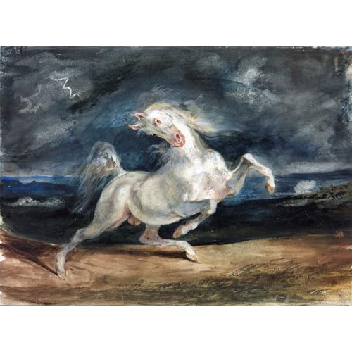 Reproduction Delacroix Cheval effrayé par la foudre déco murale 76x101