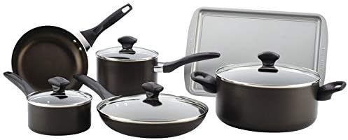 Pemberly Row Dishwasher Safe Nonstick 15 Piece Cookware Set in Black