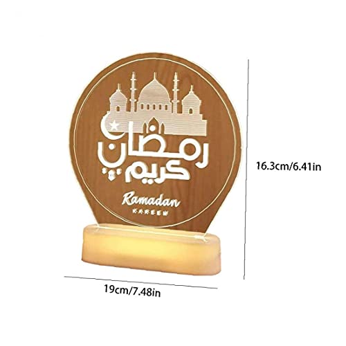 Sanfiyya Led Night Light Ramadan Mubarak decoratieve verlichting Eid Houten Moon Castle Opknoping Lamp tafelblad Ornamenten - Afbeelding 5