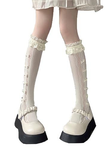Sksshion Women's 1 Pair Lack Flower Bow Tie Sock...