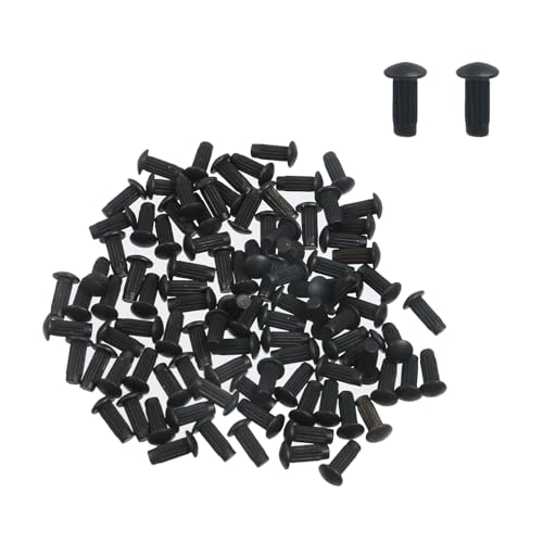 Tighall 100 Pcs M3*8/0.12 x 0.32in Solid Semi-circular Head Straight Knurled Striking Black Rivets, Solid Rivets Knurled Shanks for Repairing Boats, Furniture, Construction Industry, New energy