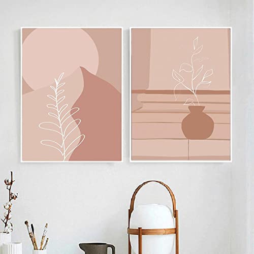 Affiche Botanique pour Habiller un Mur Vide Grand Format 50x70cm Toile Boho Abstraite x2