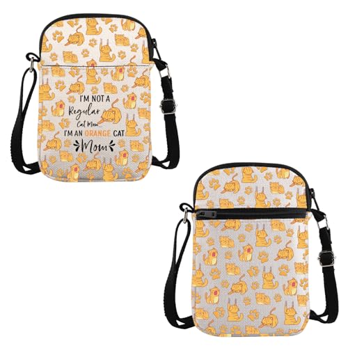VAMSII Orange Cat Lover Gift I'm An Orange Cat Mom Crossbody Bag Orange Cat Owner Travel Bag Cat Breeder Gift