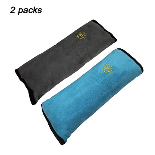 シートベルト枕、masatowカーシートベルトカバー、クッション、ぬいぐるみソフトオートシートベルトストラップカバーヘッドレストネックサポート調整車ショルダーパッド、安全ベルトプロテクターfor Children Baby大人用 2 packs