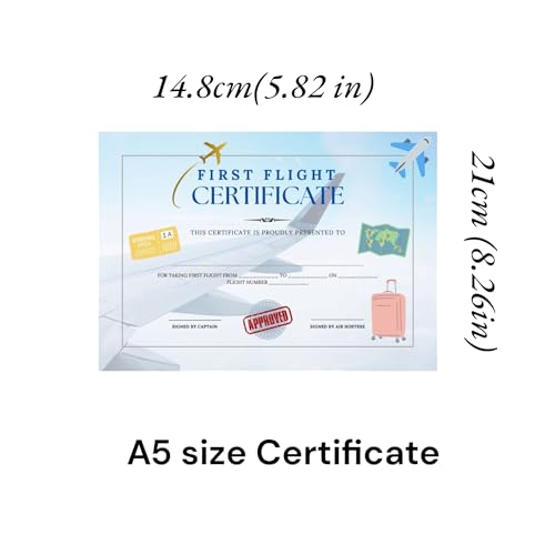 Image of First Flight Certificate, A5 Size, 14.8 x 21 cm, Aviation Travel Keepsake