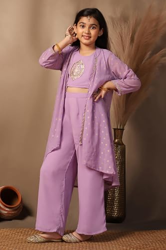 Image of Fashion Dream Girls Georgette Embroidered Palazzo Set|Kids Ethnic Wear|sharara set for girls|Indo Western Set