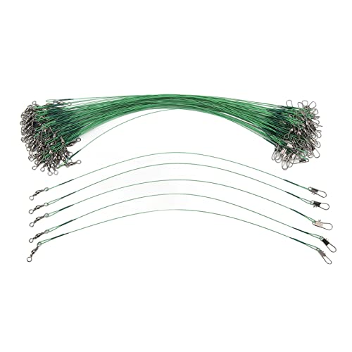 QANYEGN 100PCS Steel Fishing Leaders Wire, Fishing Leader Swivels Snap, Steel Wire Leader for Saltwater (25cm)
