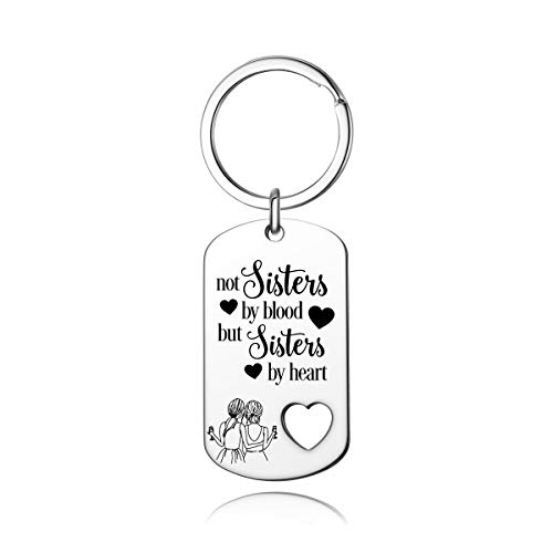 UOIPENGYI Best Friend Keychain,Not Sisters by Blood But Sisters by Heart Friendship Gifts for Women Sister Birthday BFF Jewelry