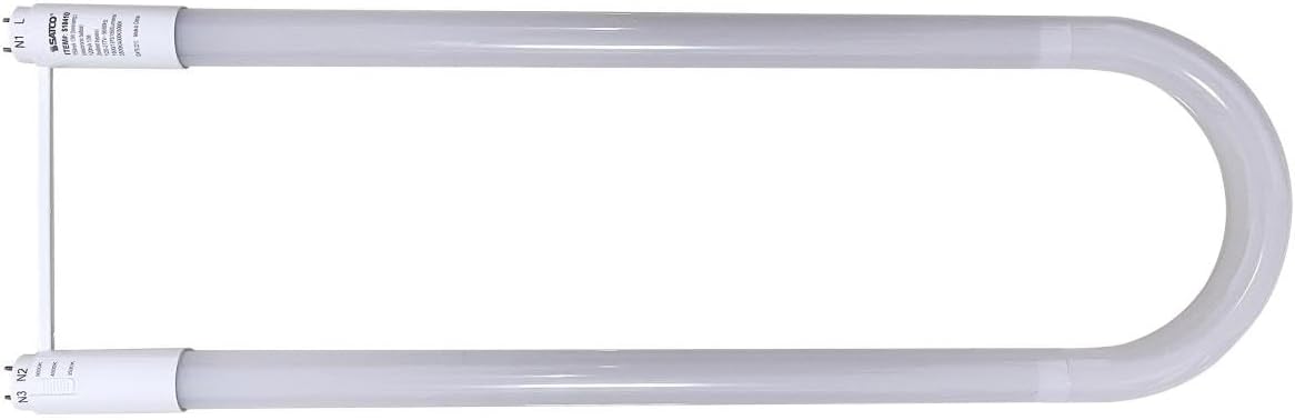 Satco S18410; 13 Watt T8 U-Bend LED; 50000 Hours; Medium Bi Pin Base; CCT Selectable; Type A/B; White Finish; 120-277 Volt (12 LED Light Bulbs)