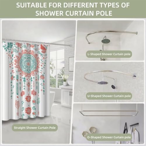 Rideau de douche polyester lavable 180x180 pour baignoire avec crochets