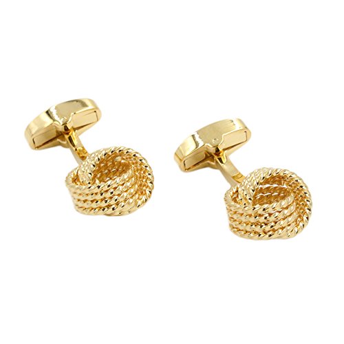 Mancuernillas de oro para hombre nudo dorado miniatura 1